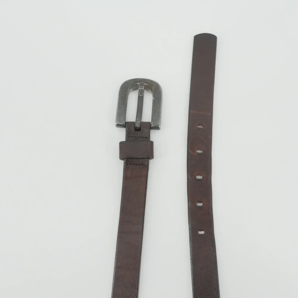 Leather Belt Mens 30 Brown Distressed Horseshoe Buckle Casual